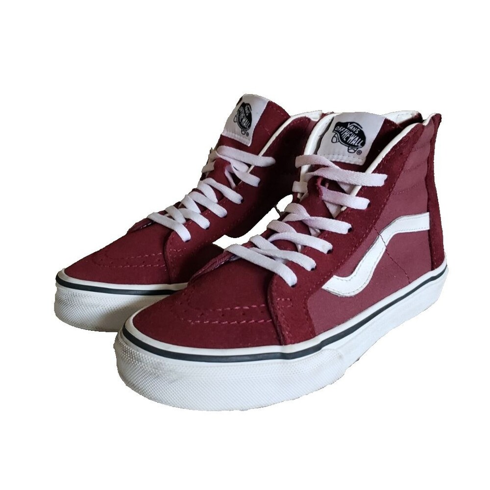 VANS Sk8 Hi Lite Zips Port Royal Wine Burgundy Classic High Top Kids Size 1.5